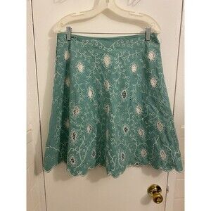 Basil & Maude Vintage Y2K 90s Fairy Beaded Lined Green & White Skirt Size 4